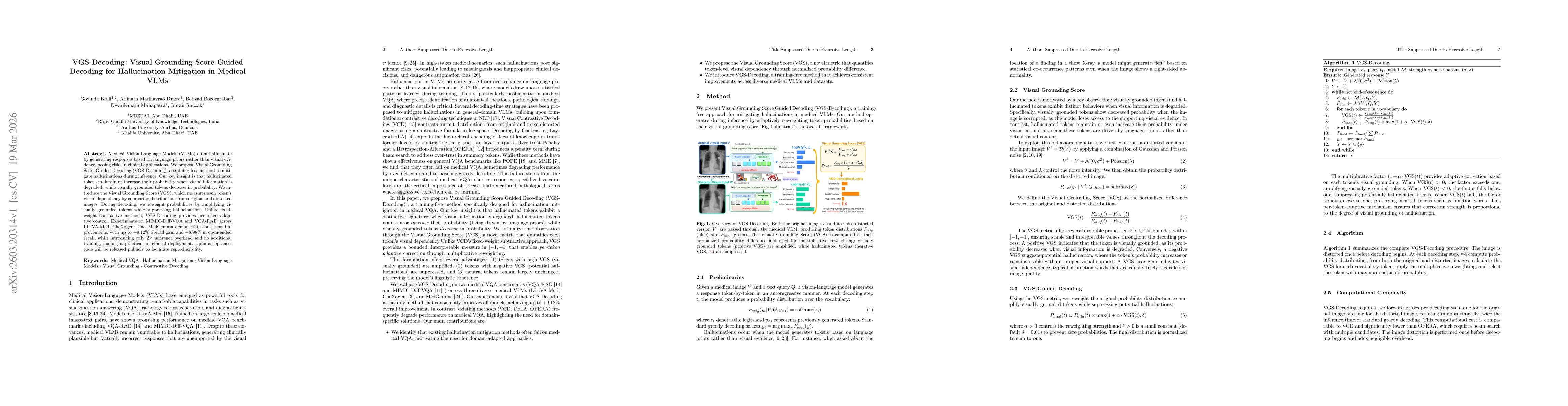 Thumbnail for VGS-Decoding: Visual Grounding Score Guided Decoding for Hallucination Mitigation in Medical VLMs
