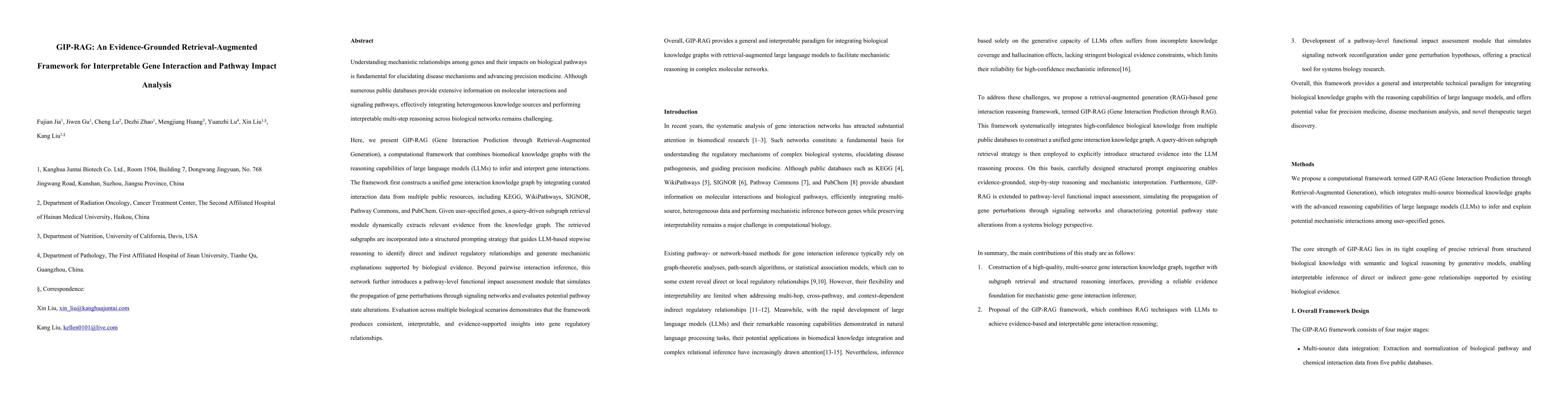 Thumbnail for GIP-RAG: An Evidence-Grounded Retrieval-Augmented Framework for Interpretable Gene Interaction and Pathway Impact Analysis