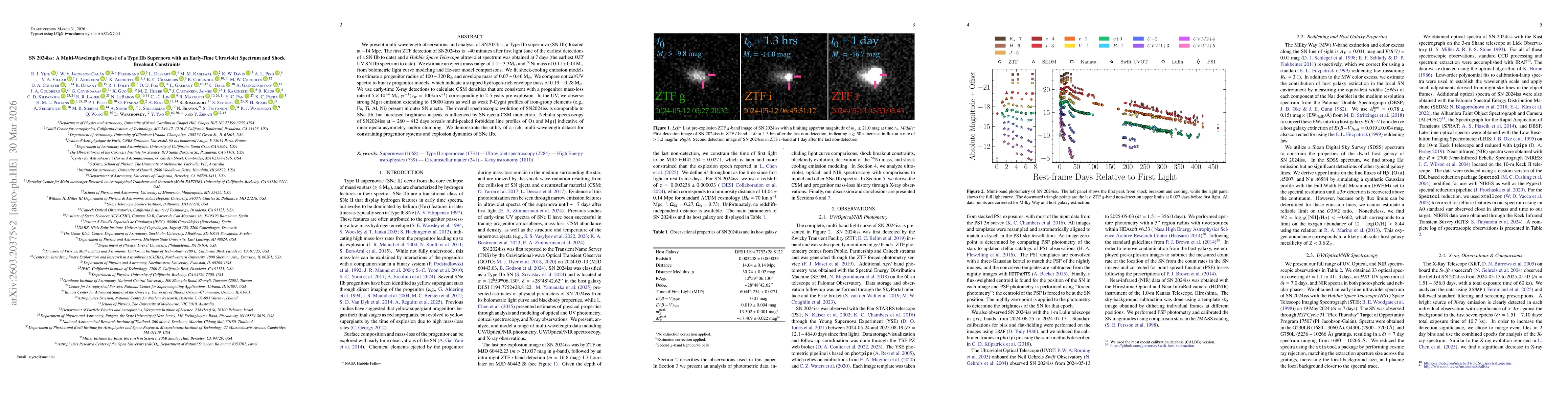 Thumbnail for SN 2024iss: A Multi-Wavelength Exposé of a Type IIb Supernova with an Early-Time Ultraviolet Spectrum and Shock Breakout Constraints