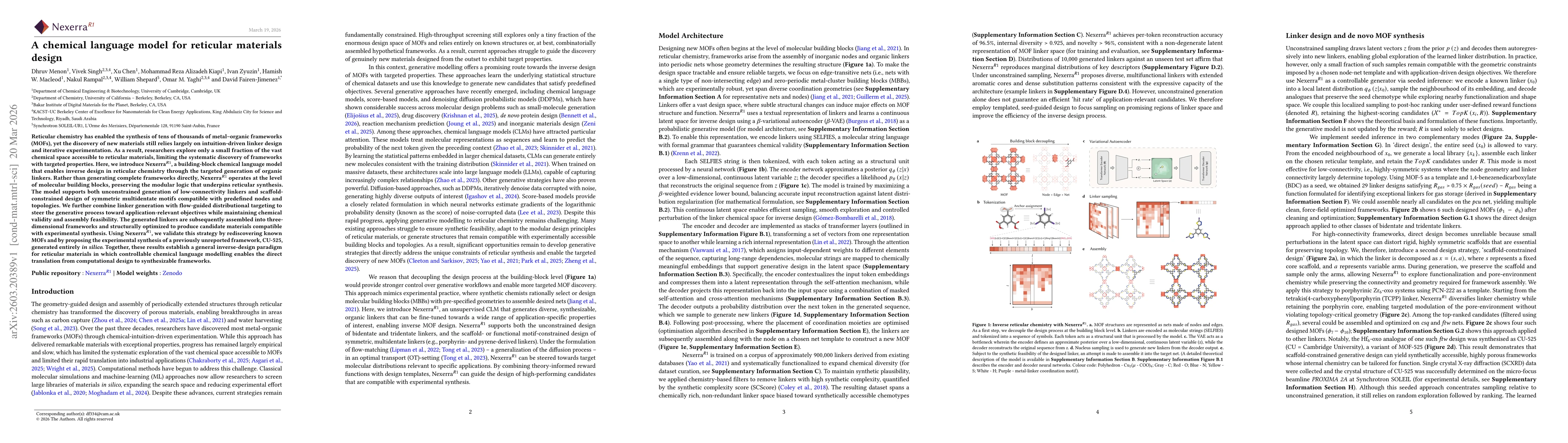 Thumbnail for A chemical language model for reticular materials design