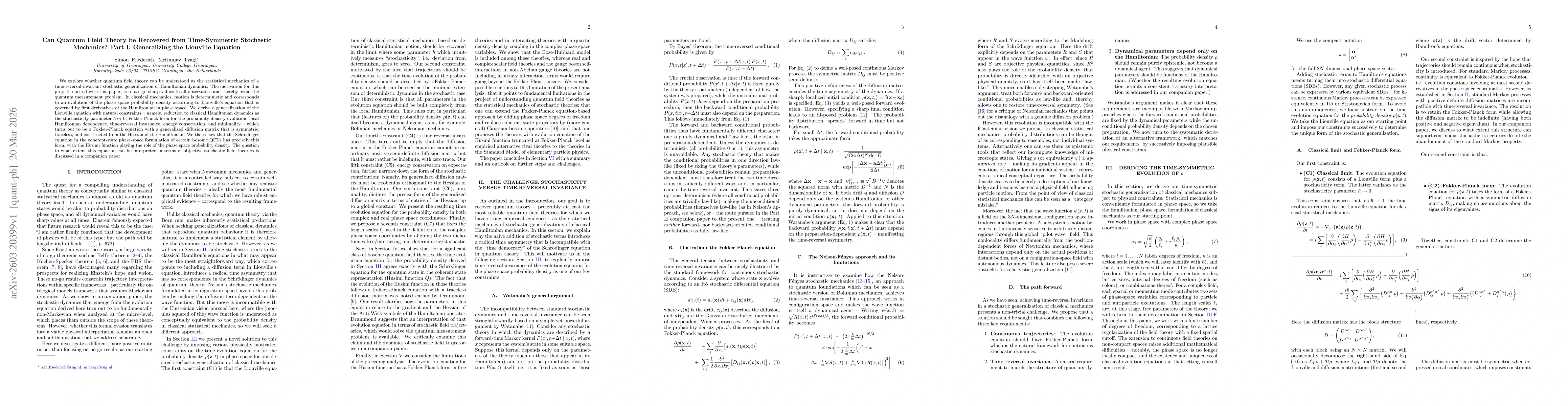 Thumbnail for Can Quantum Field Theory be Recovered from Time-Symmetric Stochastic Mechanics? Part I: Generalizing the Liouville Equation