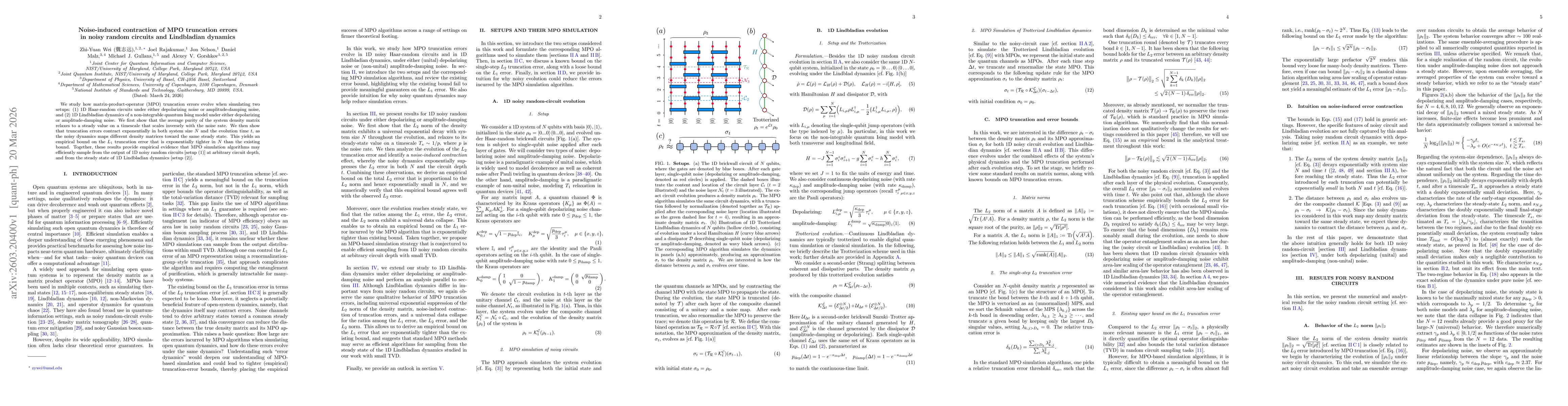 Thumbnail for Noise-induced contraction of MPO truncation errors in noisy random circuits and Lindbladian dynamics