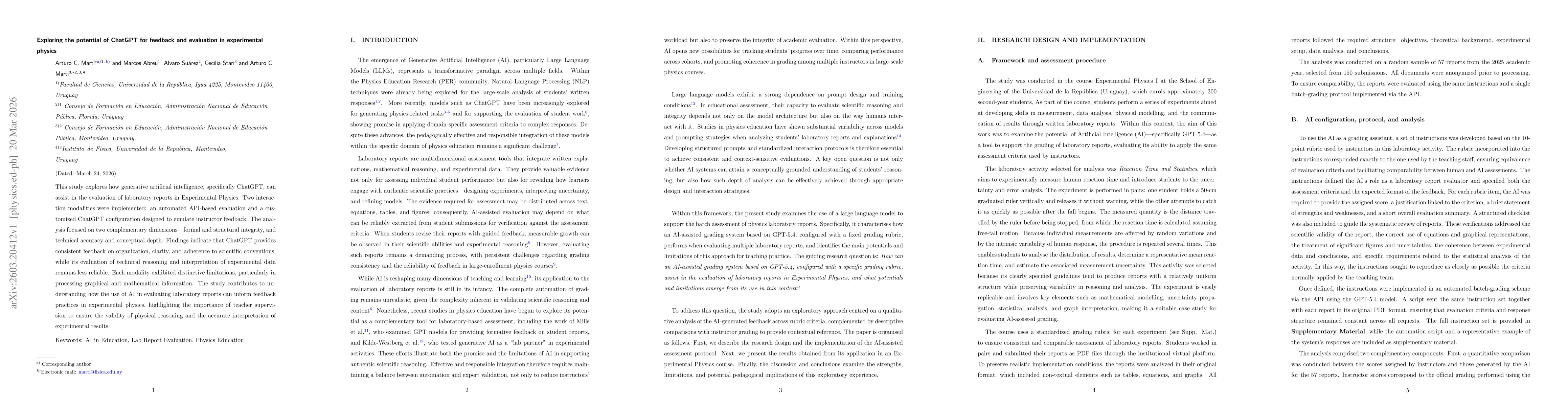 Thumbnail for Exploring the potential of ChatGPT for feedback and evaluation in experimental physics