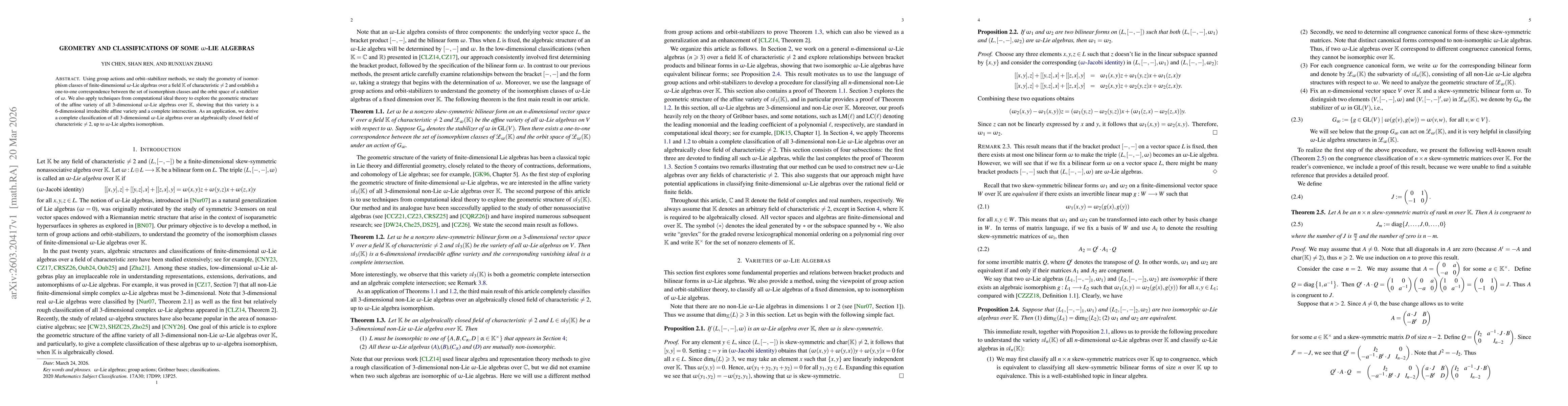 Thumbnail for Geometry and classifications of some $ω$-Lie algebras