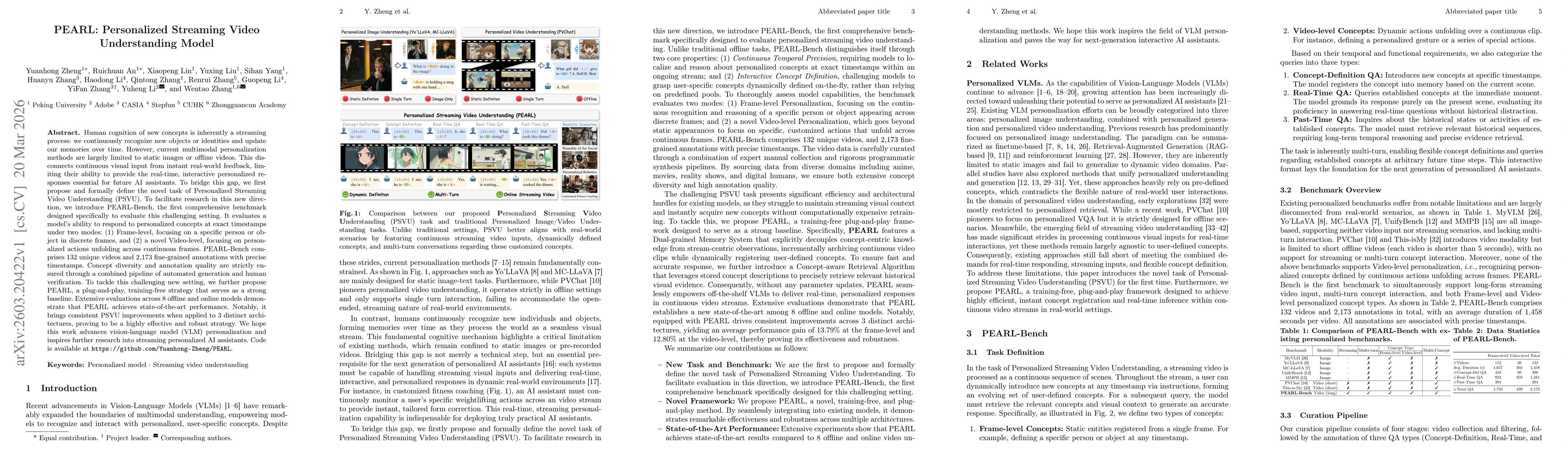 Thumbnail for PEARL: Personalized Streaming Video Understanding Model