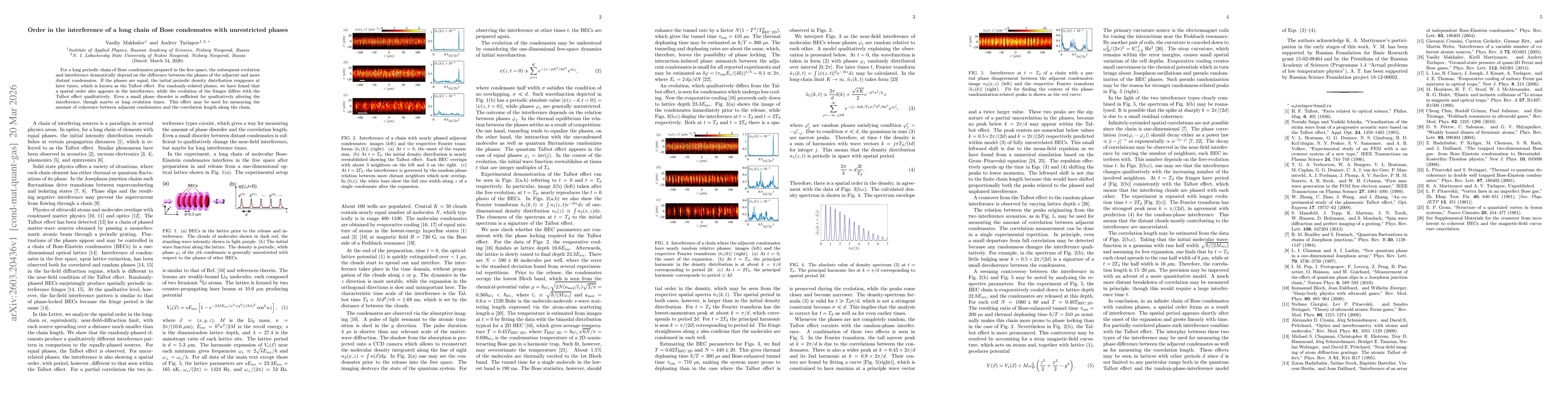 Thumbnail for Order in the interference of a long chain of Bose condensates with unrestricted phases