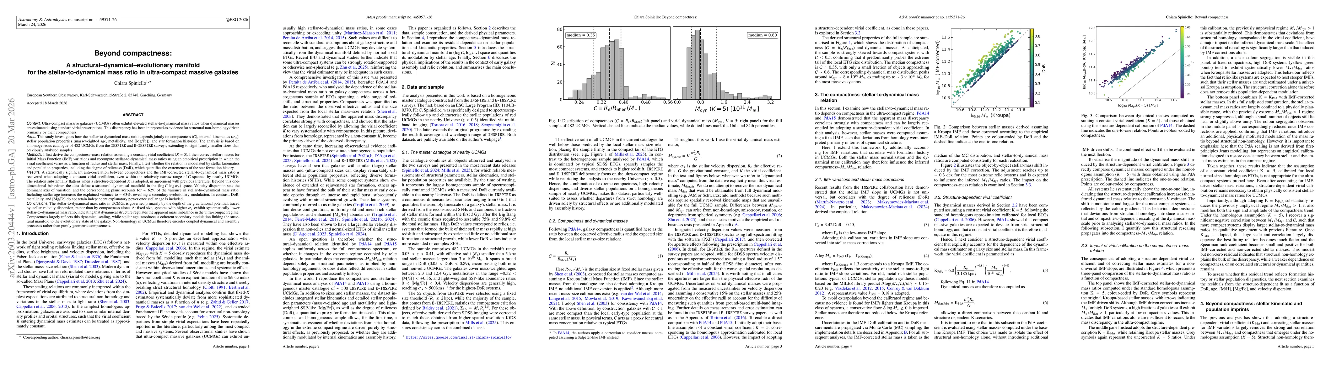 Thumbnail for Beyond compactness: a structural-dynamical-evolutionary manifold for the stellar-to-dynamical mass ratio in ultra-compact massive galaxies