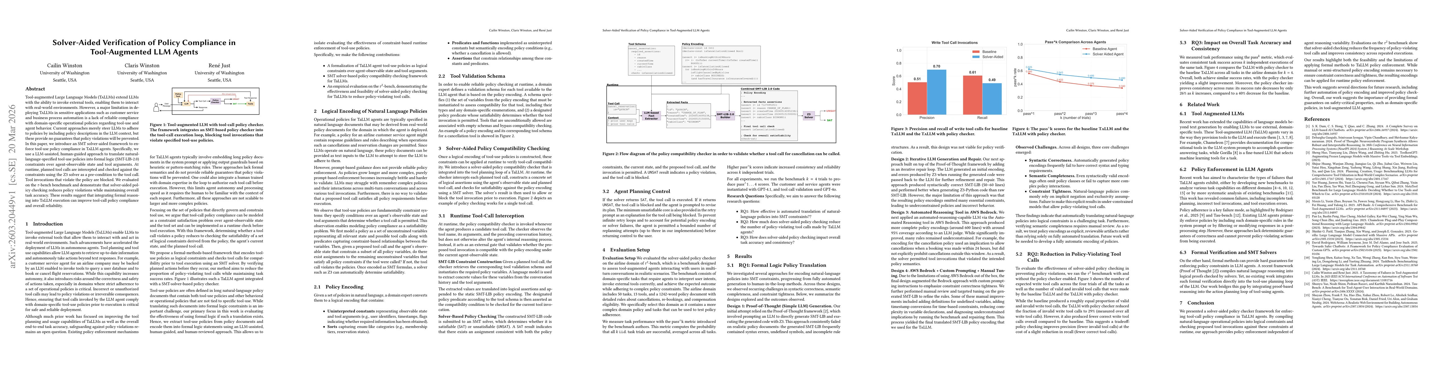 Thumbnail for Solver-Aided Verification of Policy Compliance in Tool-Augmented LLM Agents