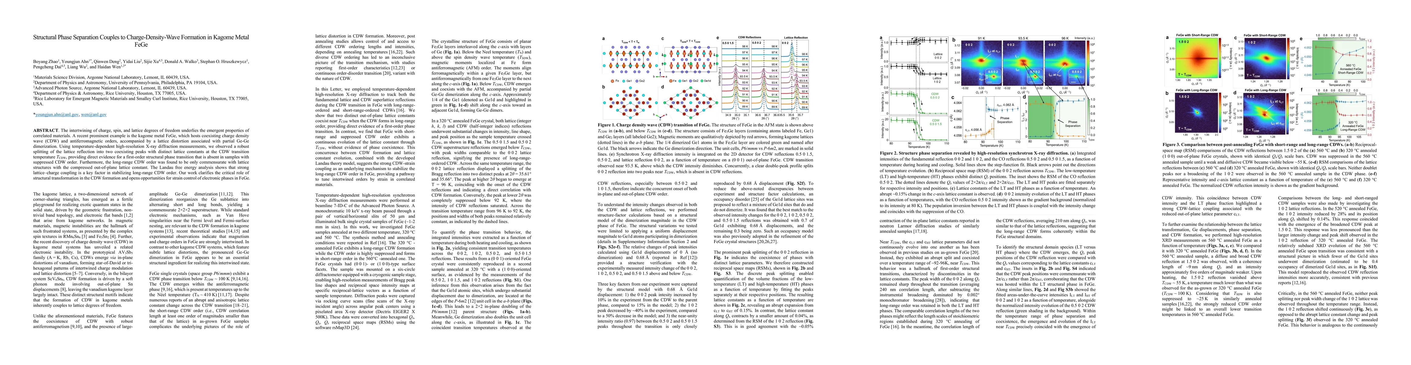Thumbnail for Structural Phase Separation Couples to Charge-Density-Wave Formation in Kagome Metal FeGe