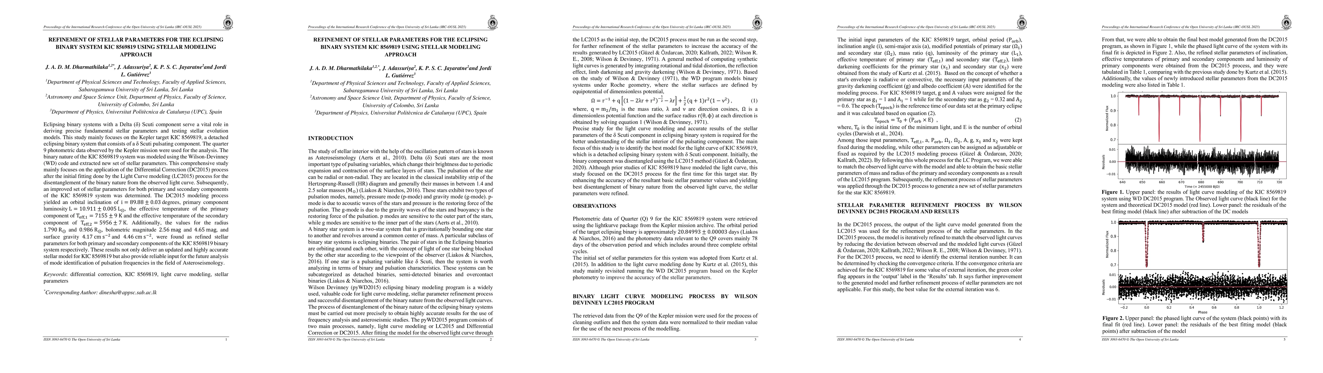 Thumbnail for Refinement of Stellar Parameters for the Eclipsing Binary System KIC 8569819 using Stellar Modeling Approach