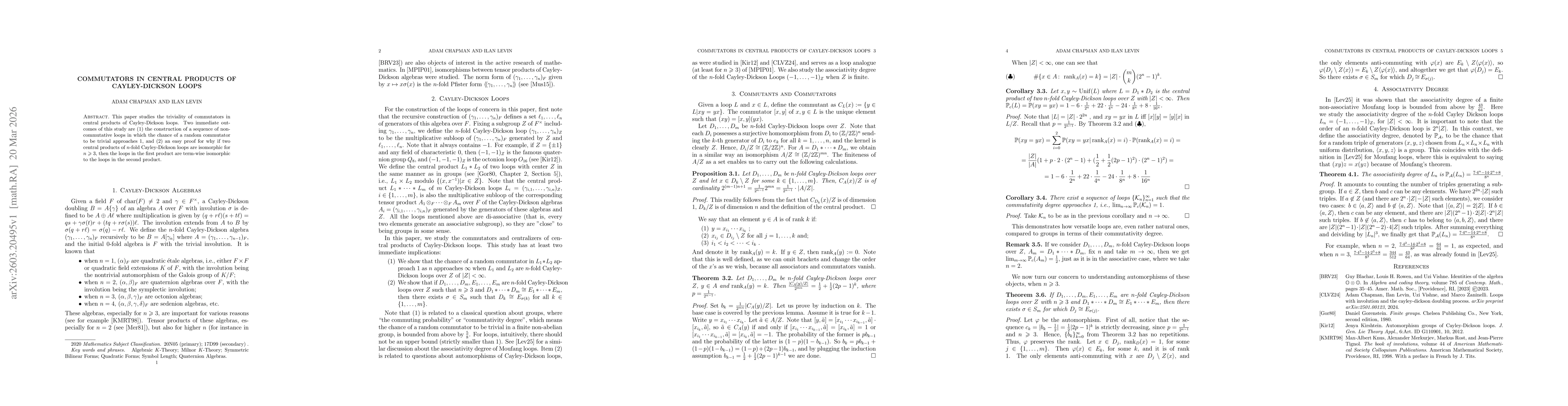 Thumbnail for Commutators in Central Products of Cayley-Dickson Loops