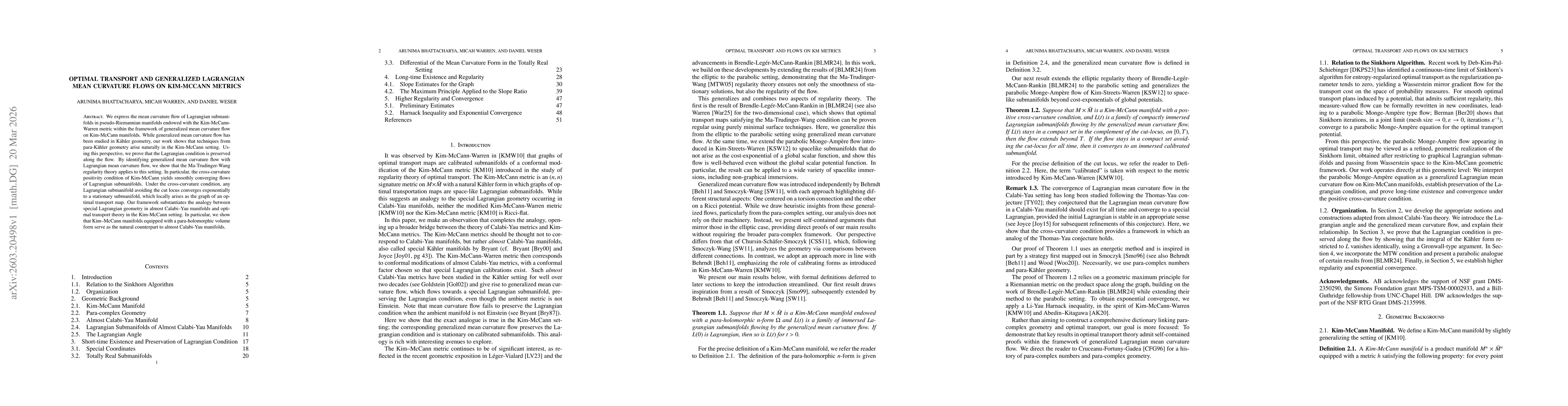 Thumbnail for Optimal Transport and Generalized Lagrangian Mean Curvature Flows on Kim-McCann Metrics