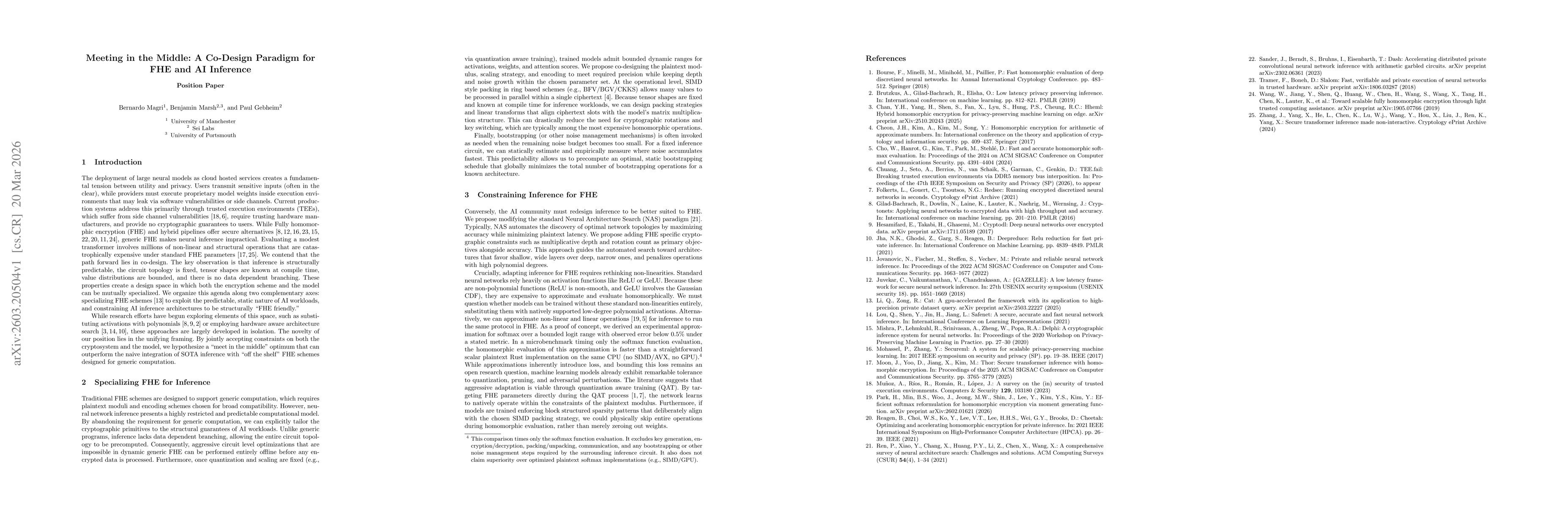 Thumbnail for Meeting in the Middle: A Co-Design Paradigm for FHE and AI Inference