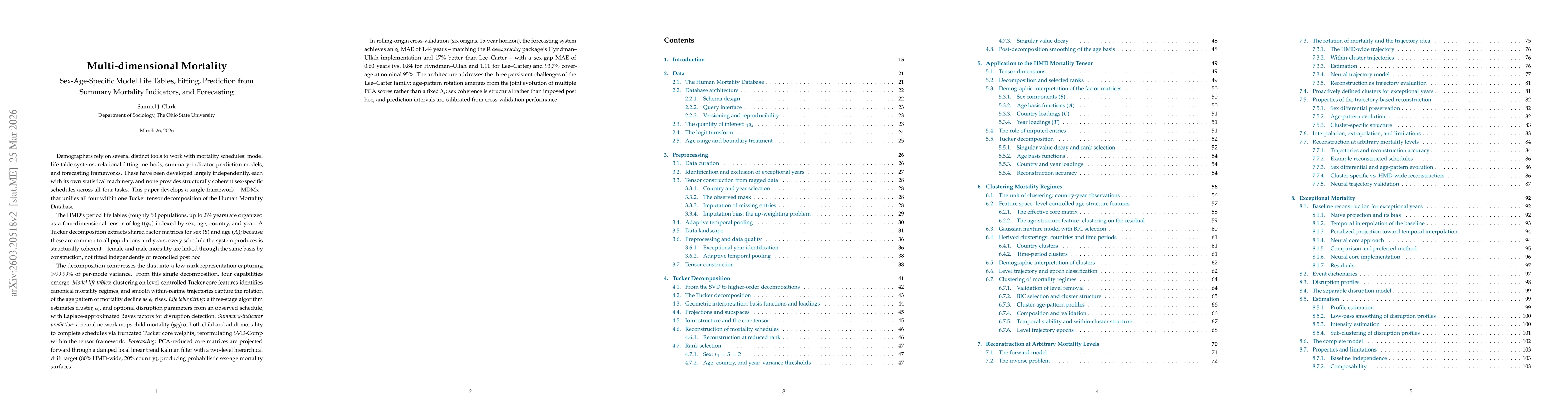 Thumbnail for Multi-dimensional Mortality: Sex-Age-Specific Model Life Tables, Fitting, Prediction from Summary Mortality Indicators, and Forecasting