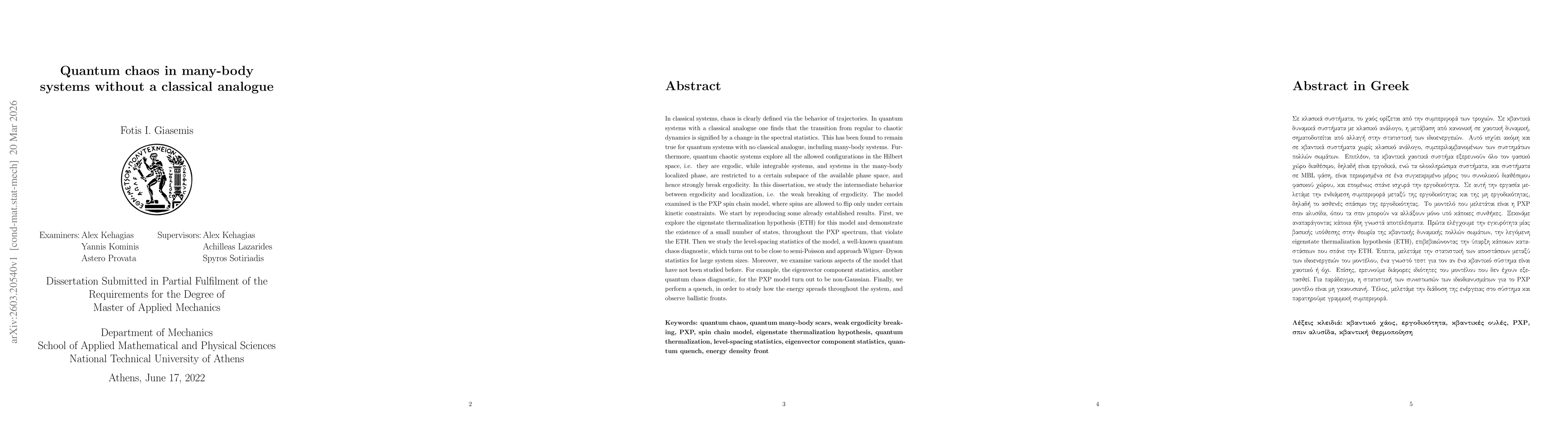 Thumbnail for Quantum Chaos in Many-Body Systems Without a Classical Analogue
