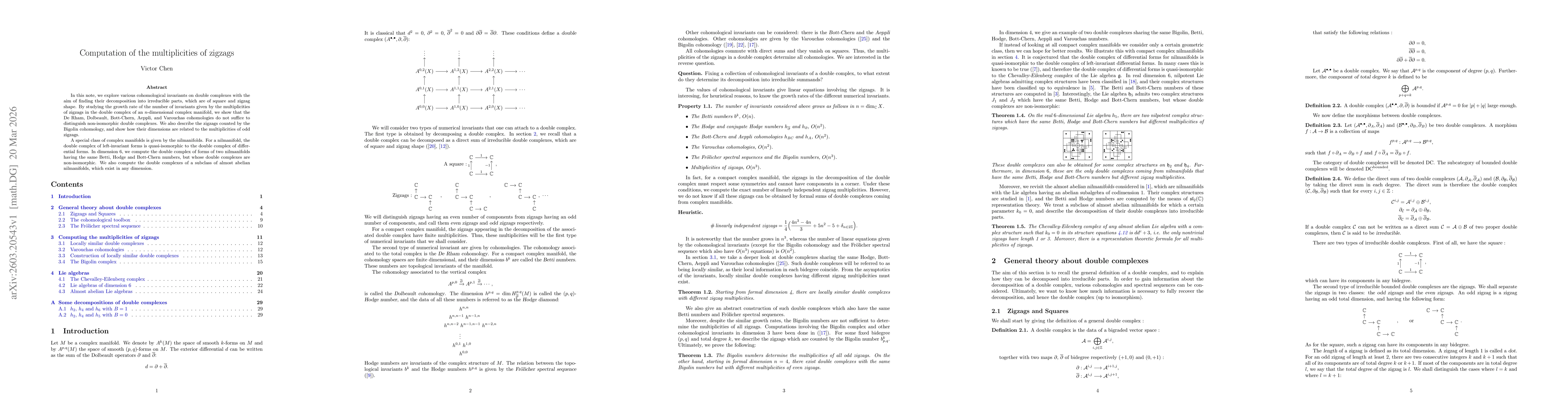 Thumbnail for Computation of the multiplicities of zigzags