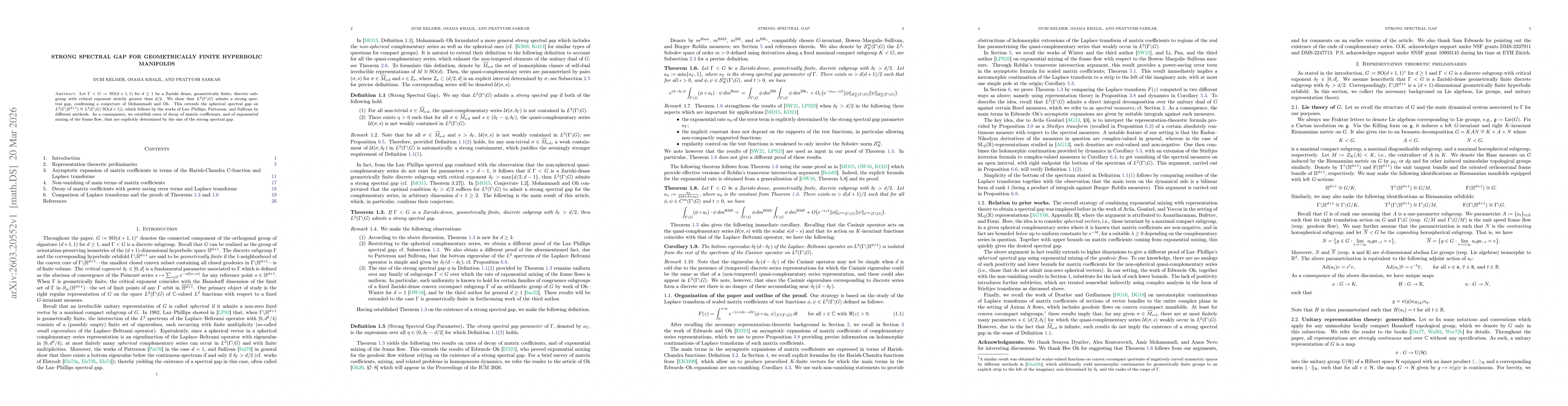 Thumbnail for Strong spectral gap for geometrically finite hyperbolic manifolds