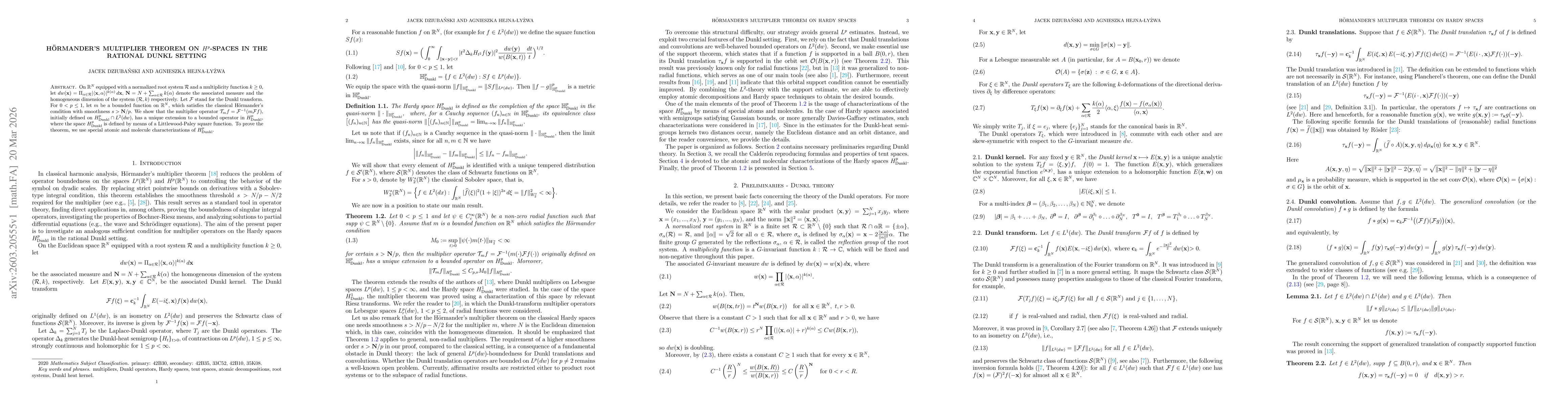 Thumbnail for Hörmander's multiplier theorem on $H^p$-spaces in the rational Dunkl setting
