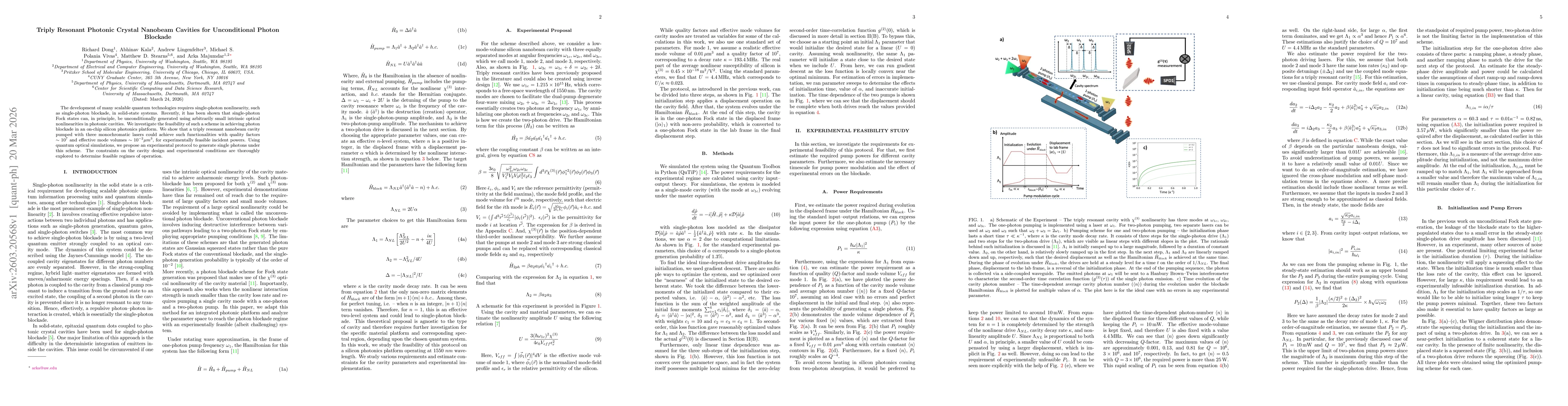 Thumbnail for Triply Resonant Photonic Crystal Nanobeam Cavities for Unconditional Photon Blockade
