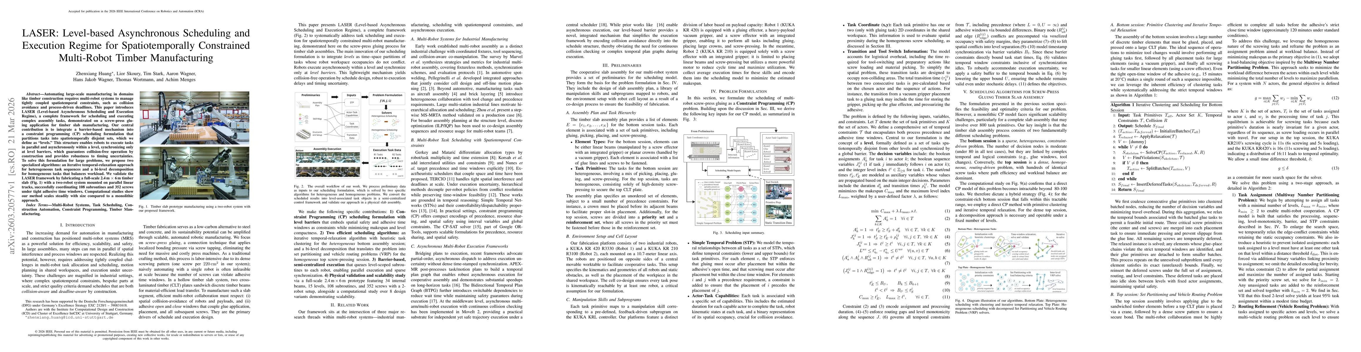 Thumbnail for LASER: Level-Based Asynchronous Scheduling and Execution Regime for Spatiotemporally Constrained Multi-Robot Timber Manufacturing