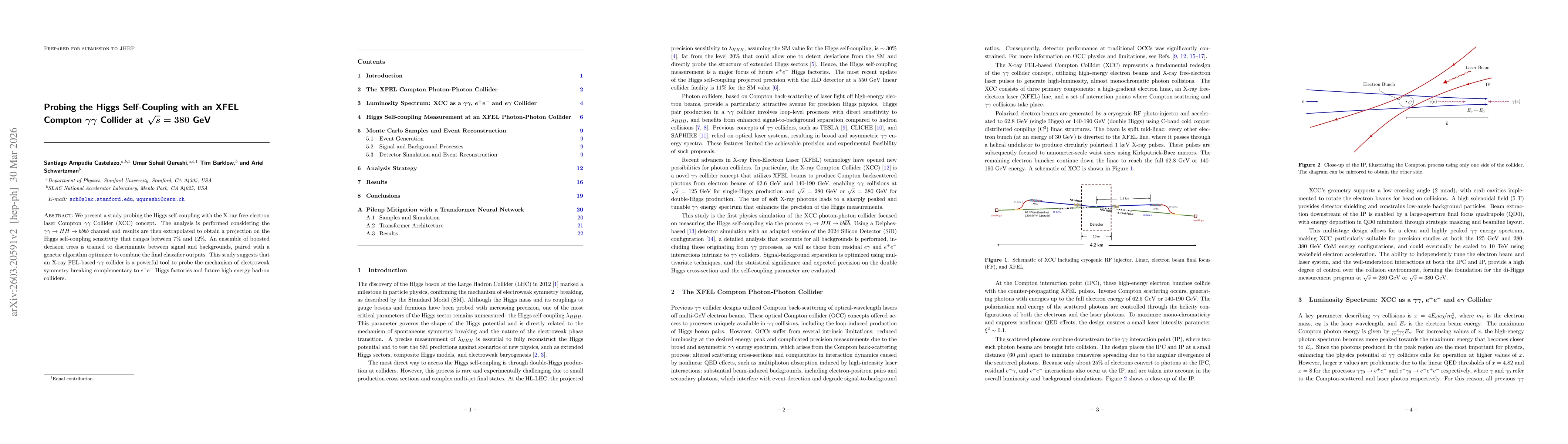 Thumbnail for Probing the Higgs Self-Coupling with an XFEL Compton $γγ$ Collider at $\sqrt{s} = 380$ GeV