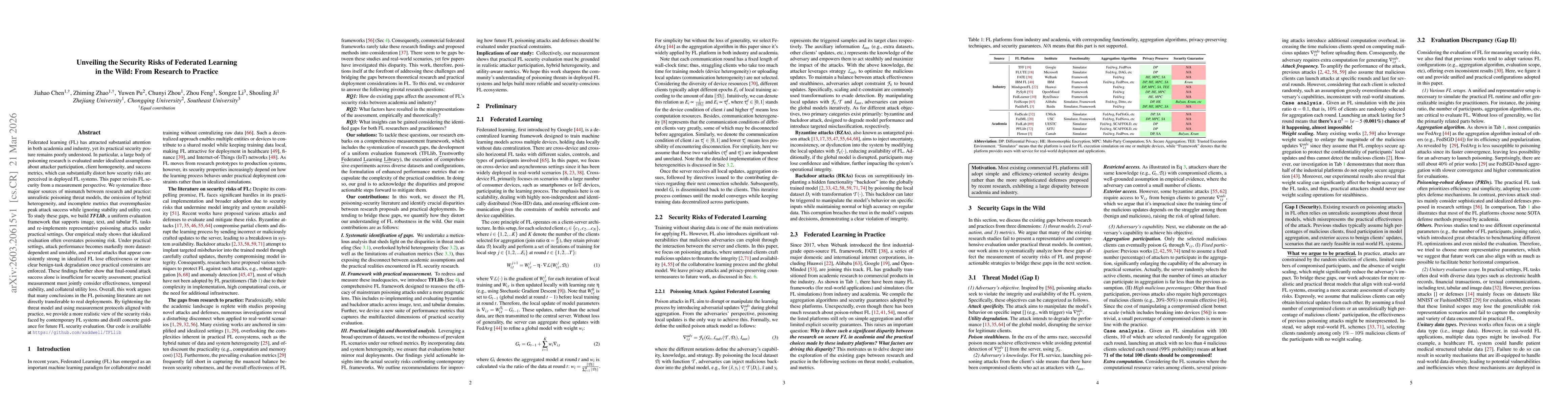 Thumbnail for Unveiling the Security Risks of Federated Learning in the Wild: From Research to Practice