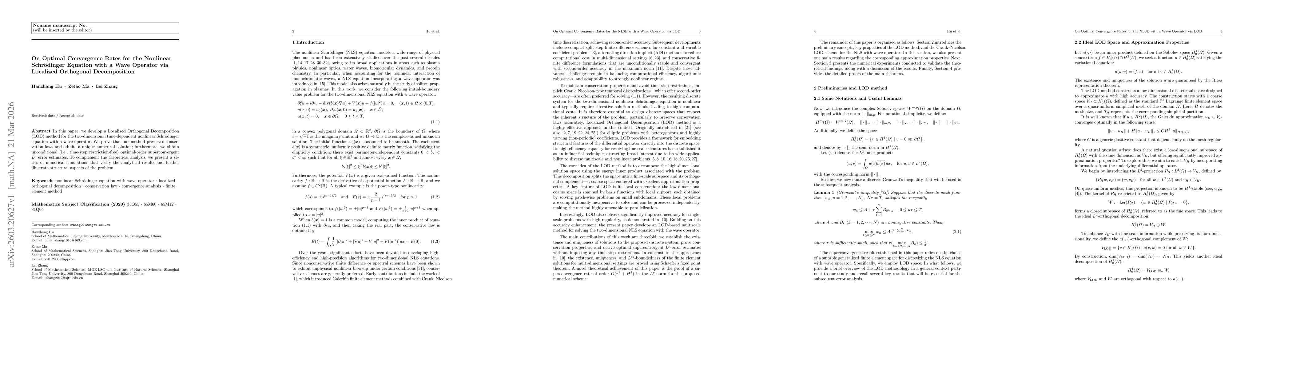 Thumbnail for On Optimal Convergence Rates for the Nonlinear Schrödinger Equation with a Wave Operator via Localized Orthogonal Decomposition