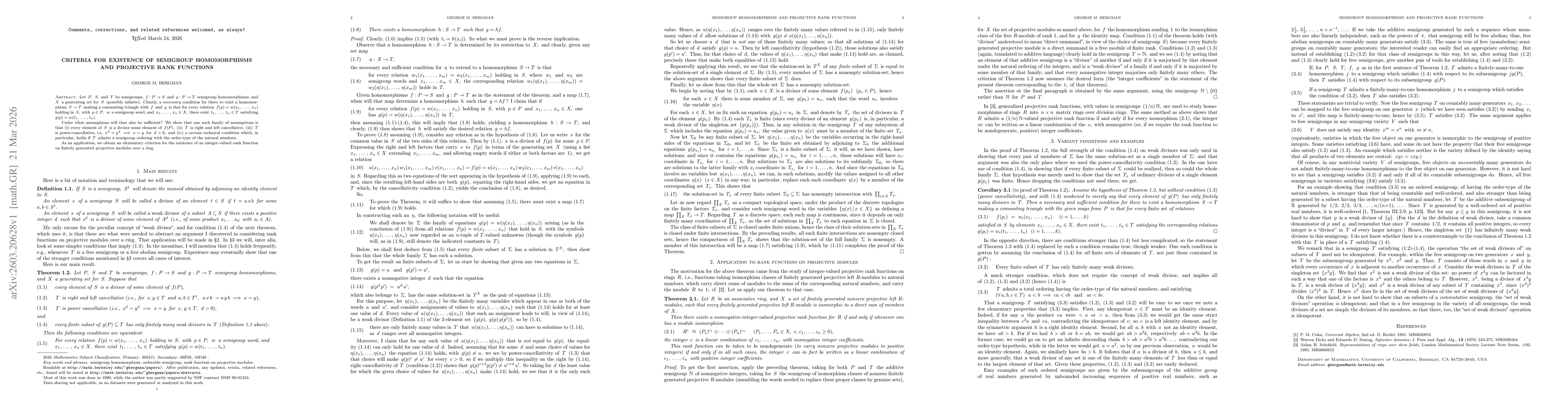 Thumbnail for Criteria for existence of semigroup homomorphisms and projective rank functions