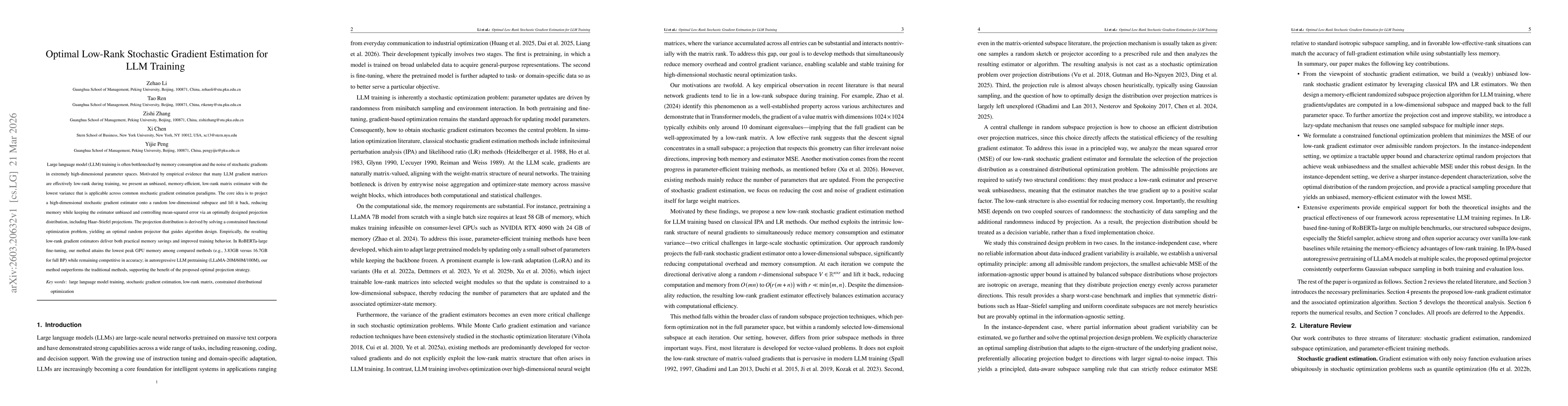 Thumbnail for Optimal low-rank stochastic gradient estimation for LLM training