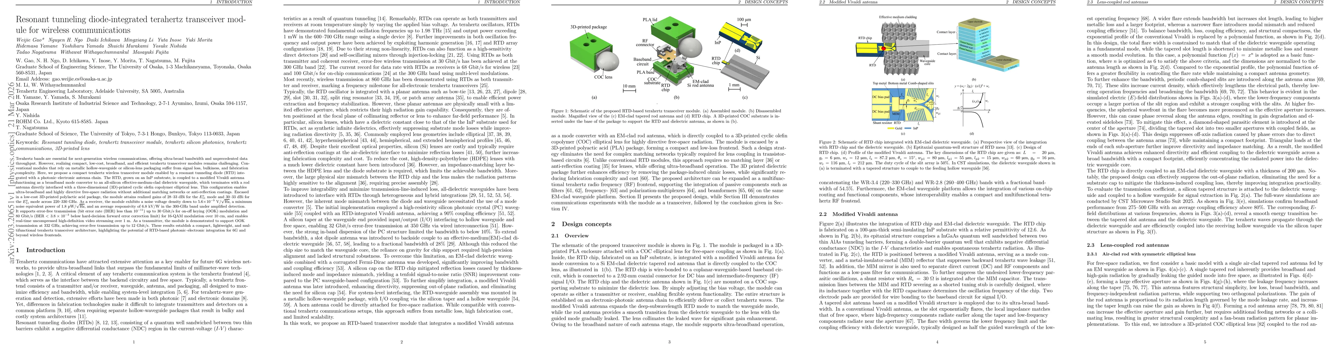 Thumbnail for Resonant tunneling diode-integrated terahertz transceiver module for wireless communications