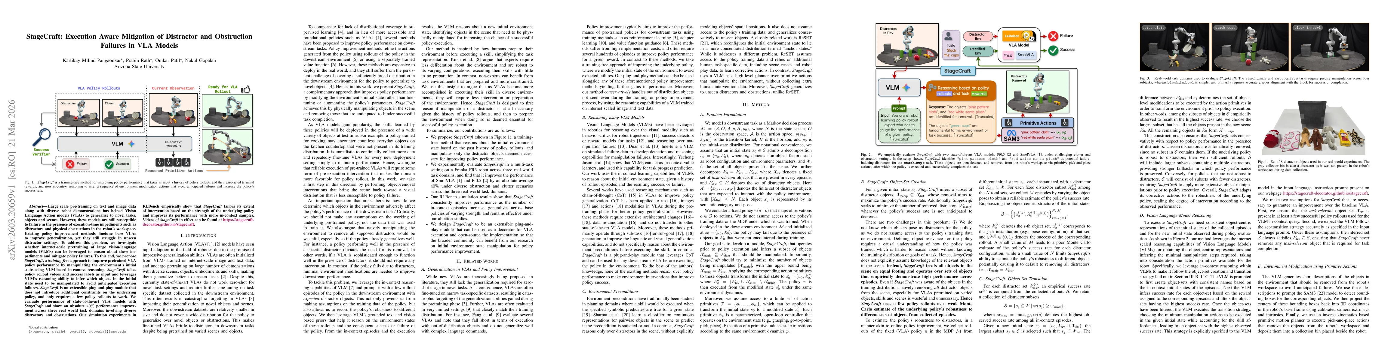 Thumbnail for StageCraft: Execution Aware Mitigation of Distractor and Obstruction Failures in VLA Models