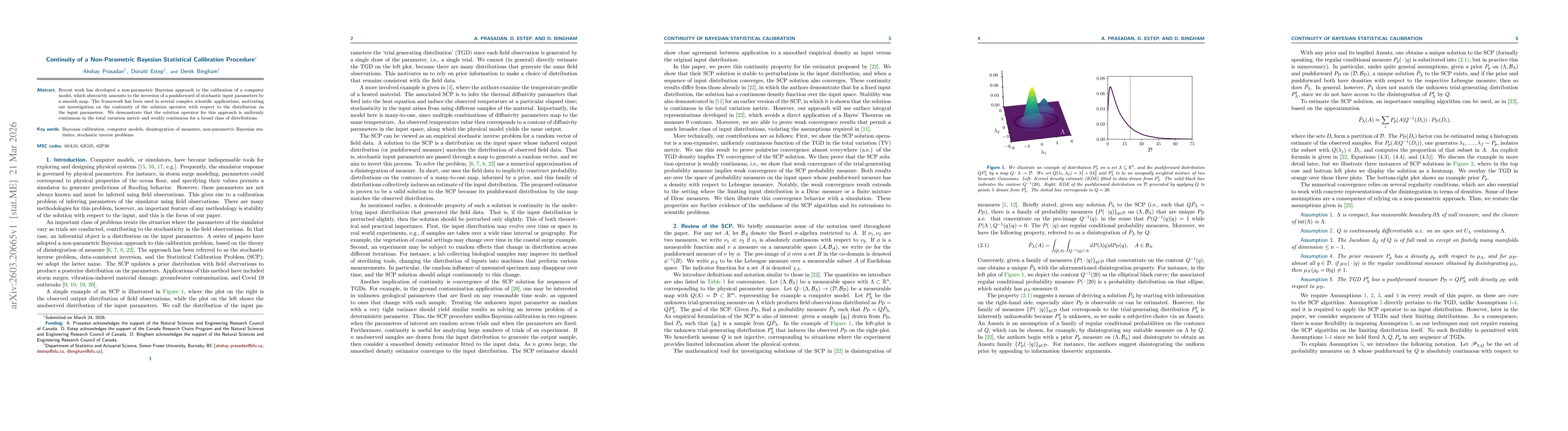 Thumbnail for Continuity of the Solution of a Non-Parametric Bayesian Statistical Calibration Procedure