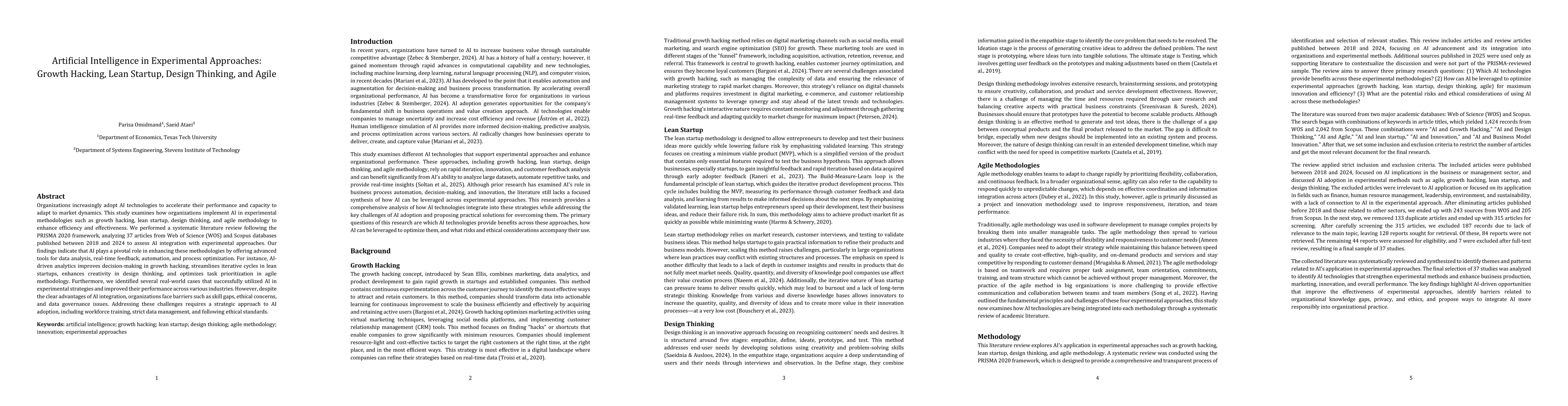 Thumbnail for Artificial Intelligence in Experimental Approaches: Growth Hacking, Lean Startup, Design Thinking, and Agile