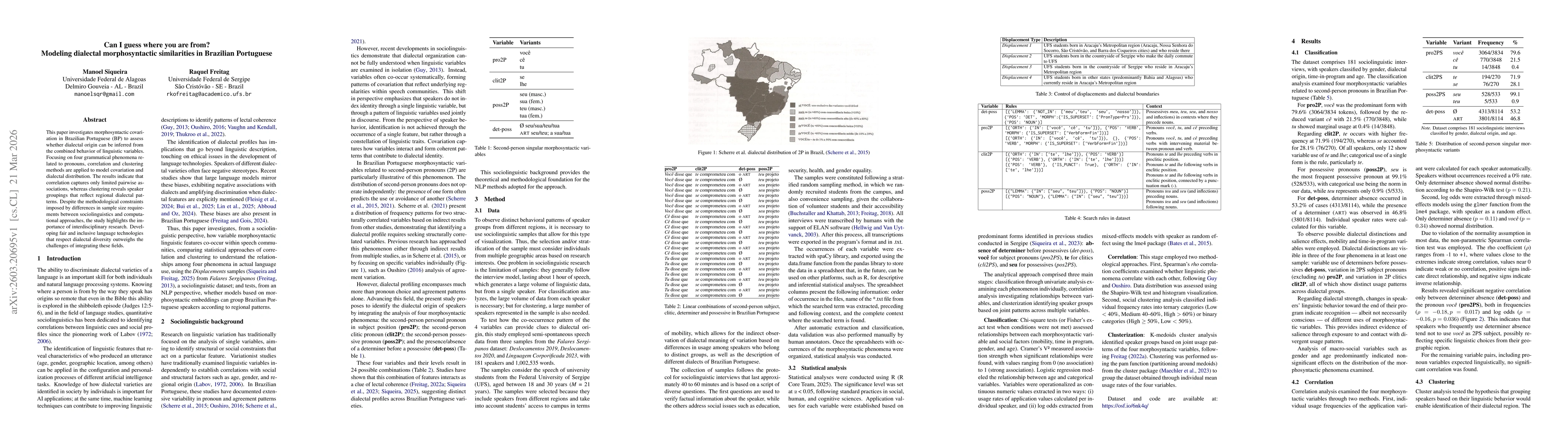 Thumbnail for Can I guess where you are from? Modeling dialectal morphosyntactic similarities in Brazilian Portuguese