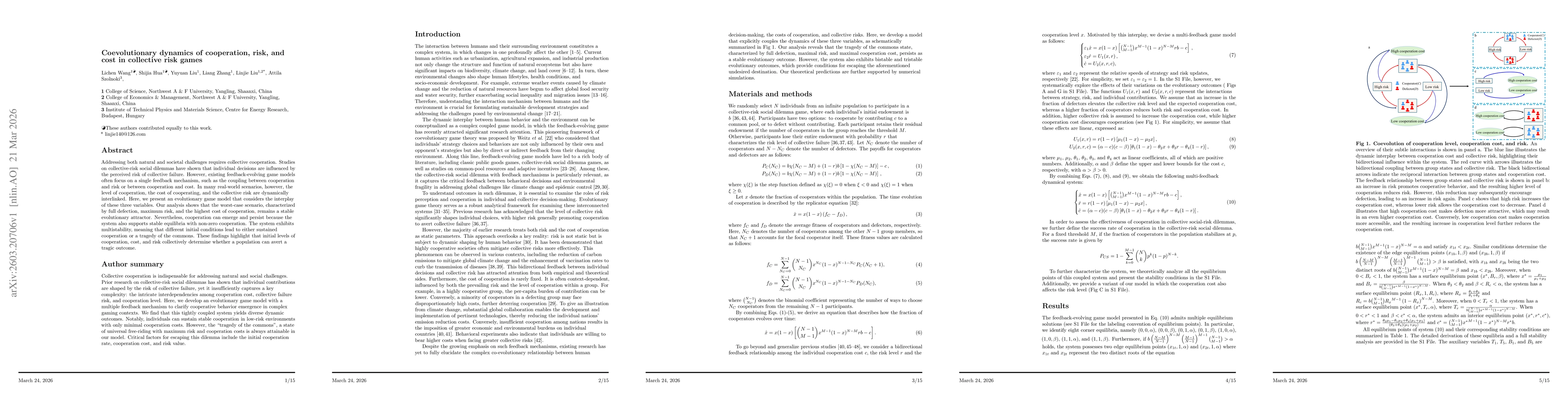 Thumbnail for Coevolutionary dynamics of cooperation, risk, and cost in collective risk games