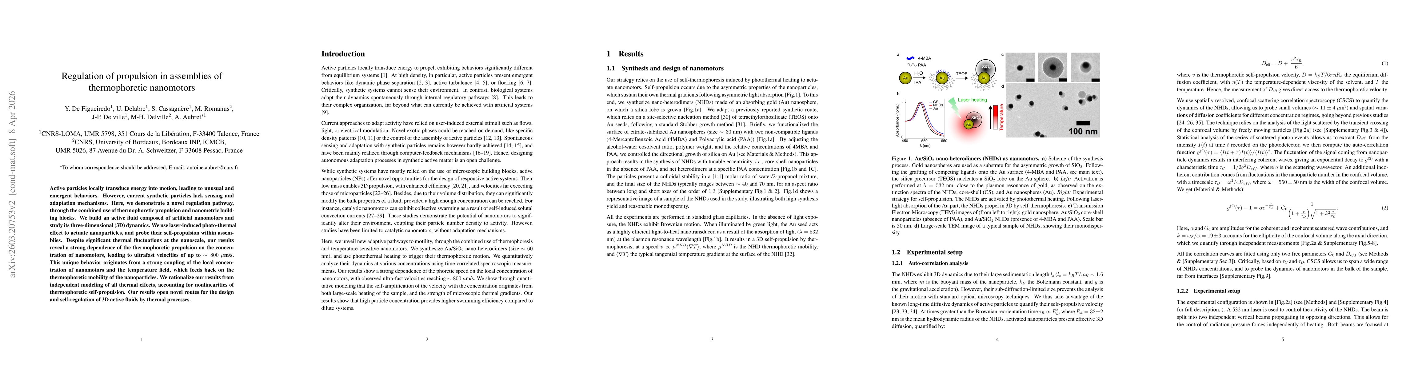 Thumbnail for Regulation of propulsion in assemblies of thermophoretic nanomotors