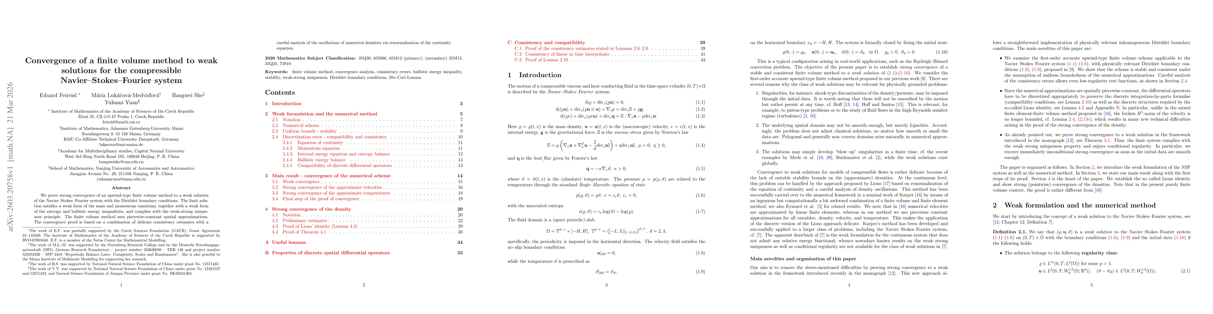Thumbnail for Convergence of a finite volume method to weak solutions for the compressible Navier-Stokes-Fourier system