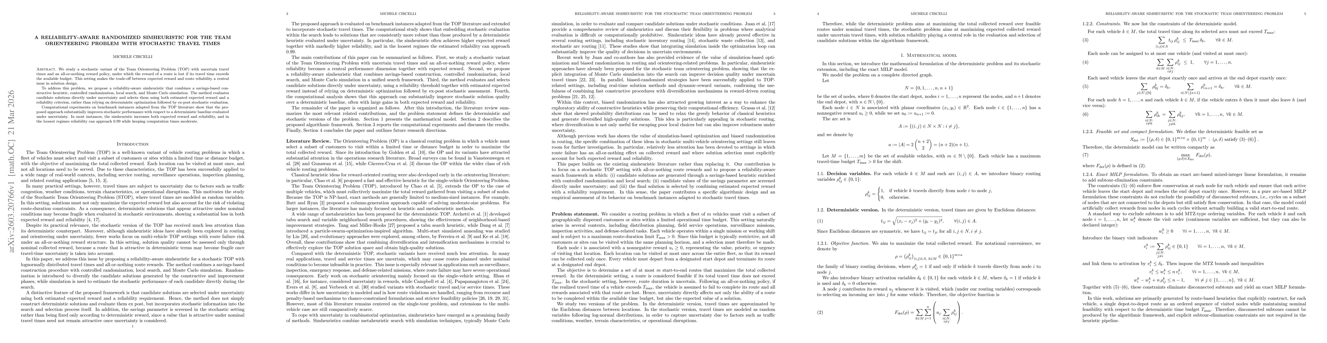 Thumbnail for A reliability-aware randomized simheuristic for the team orienteering problem with stochastic travel times