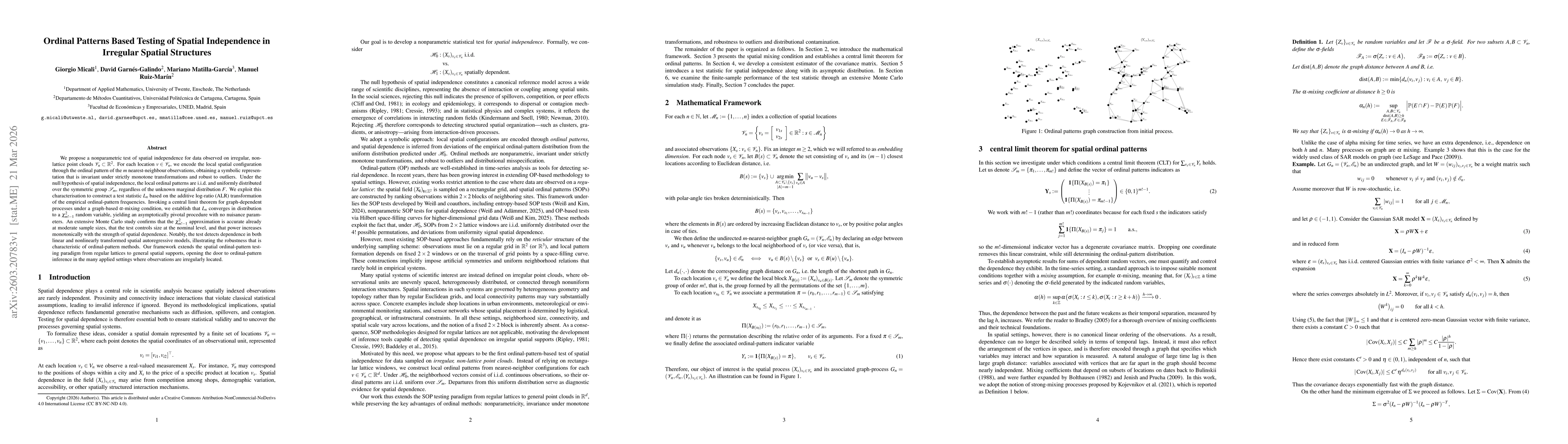 Thumbnail for Ordinal Patterns Based Testing of Spatial Independence in Irregular Spatial Structures