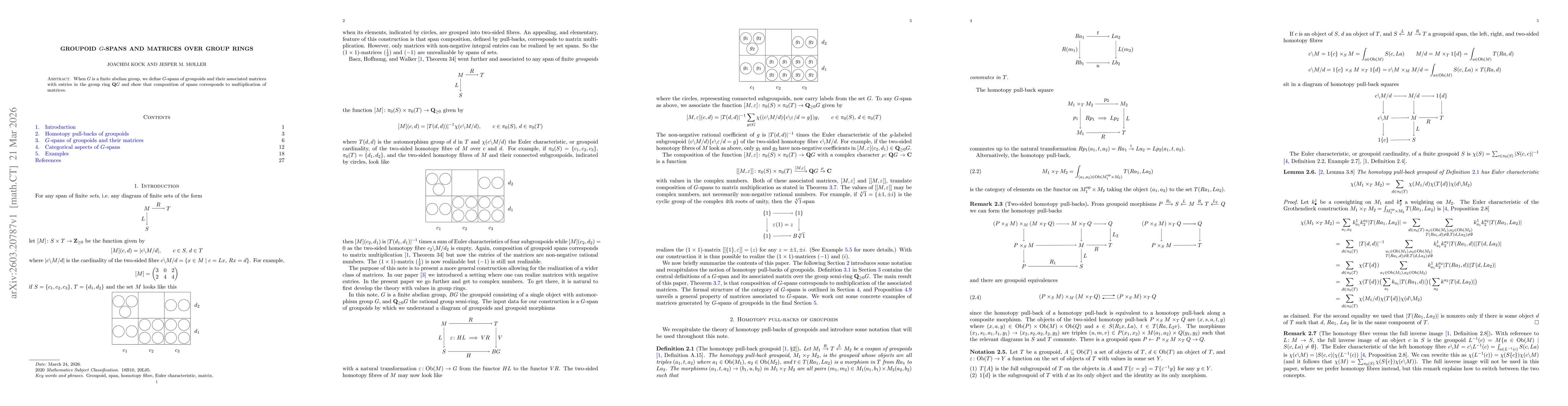 Thumbnail for Groupoid G-spans and matrices over group rings
