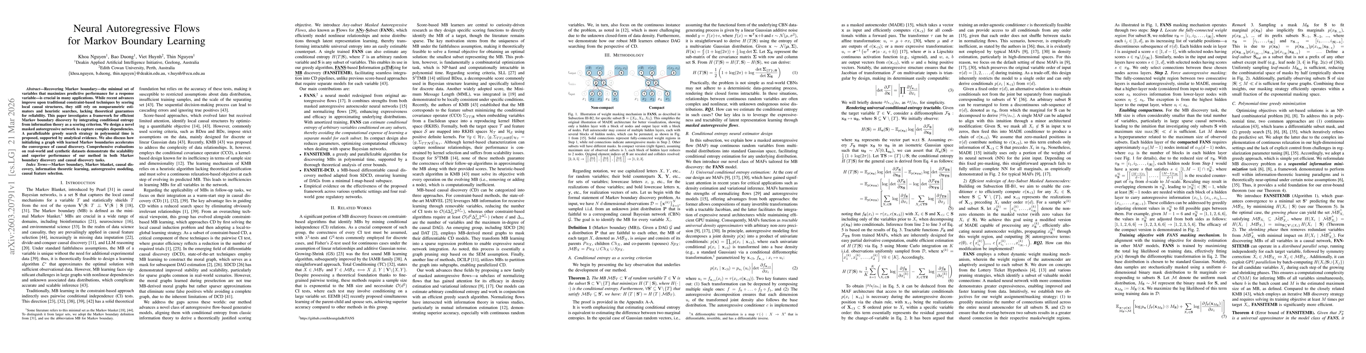 Thumbnail for Neural Autoregressive Flows for Markov Boundary Learning