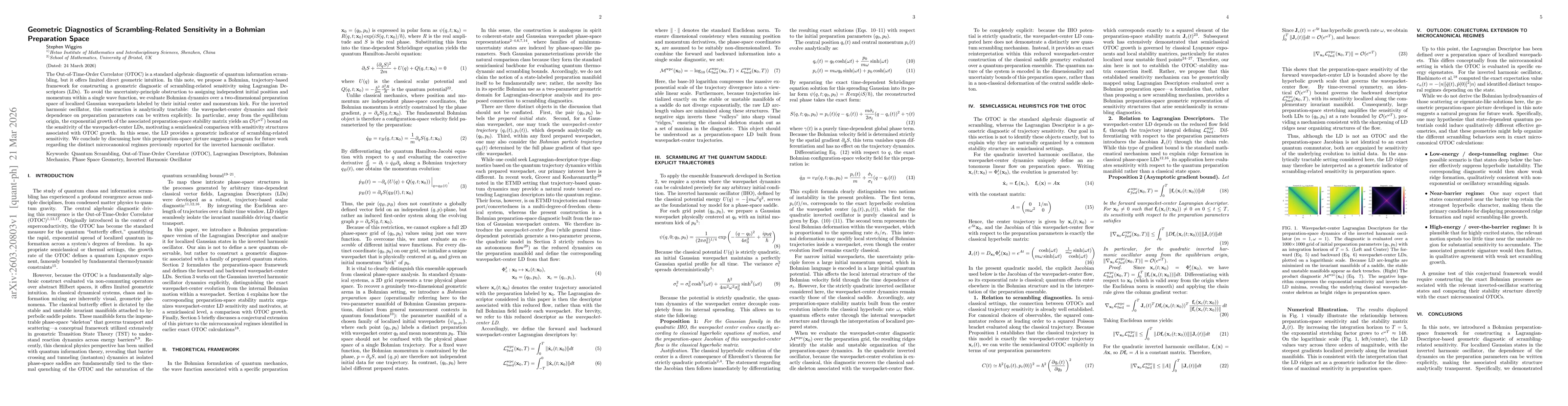 Thumbnail for Geometric Diagnostics of Scrambling-Related Sensitivity in a Bohmian Preparation Space