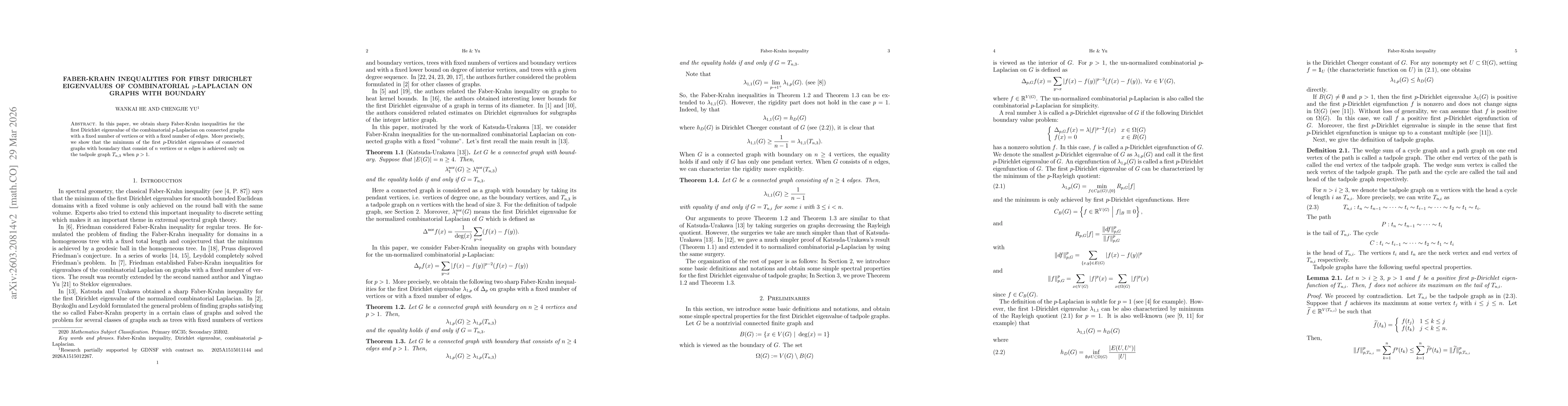 Thumbnail for Faber-Krahn inequalities of combinatorial Laplacian on graphs