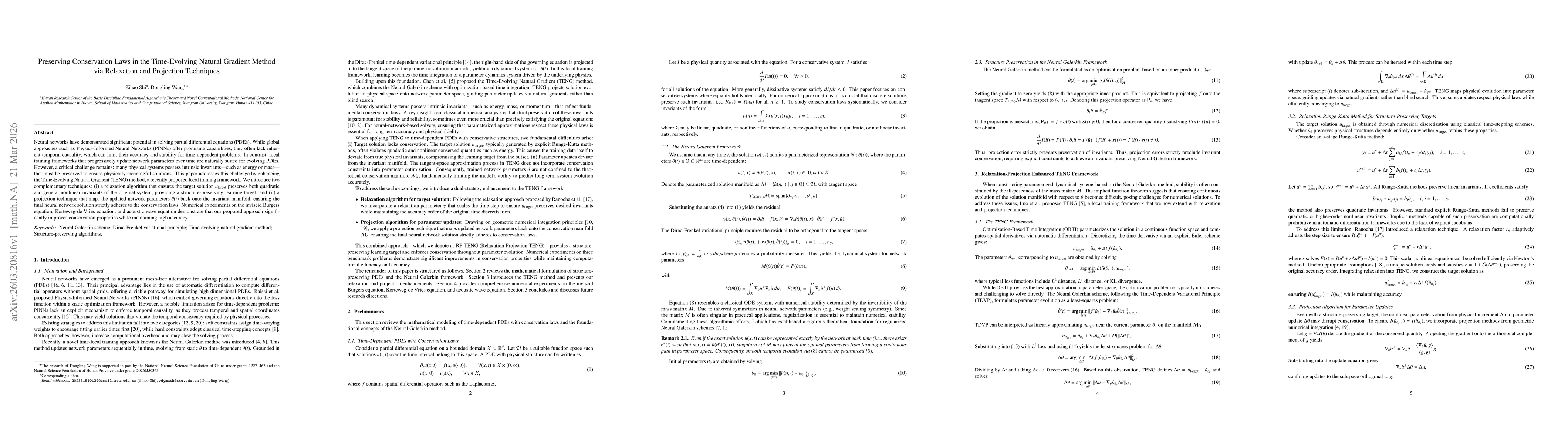 Thumbnail for Preserving Conservation Laws in the Time-Evolving Natural Gradient Method via Relaxation and Projection Techniques