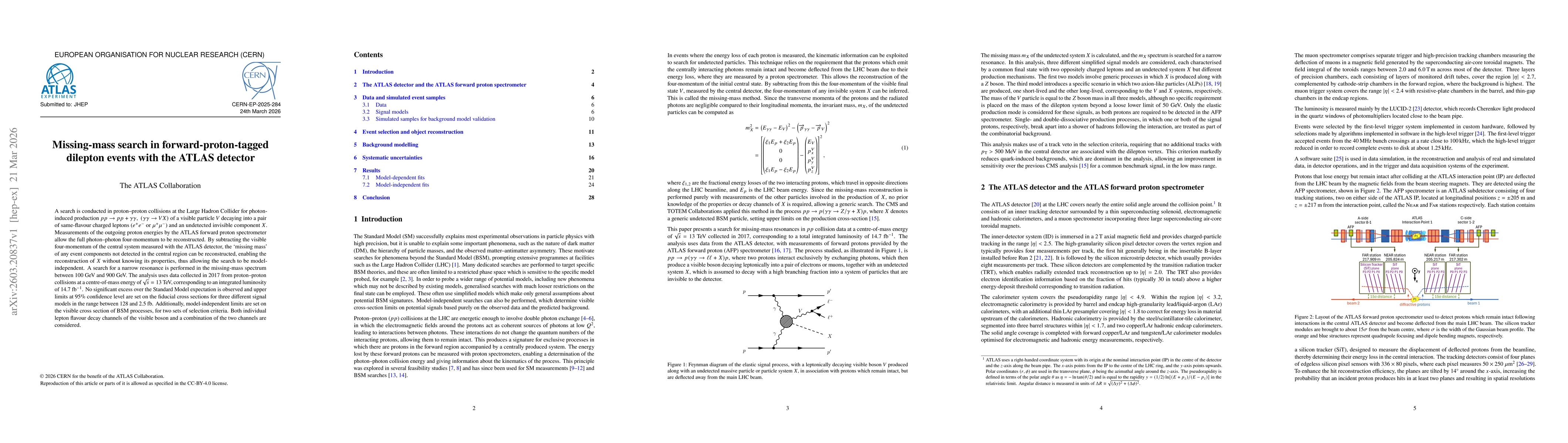 Thumbnail for Missing-mass search in forward-proton-tagged dilepton events with the ATLAS detector