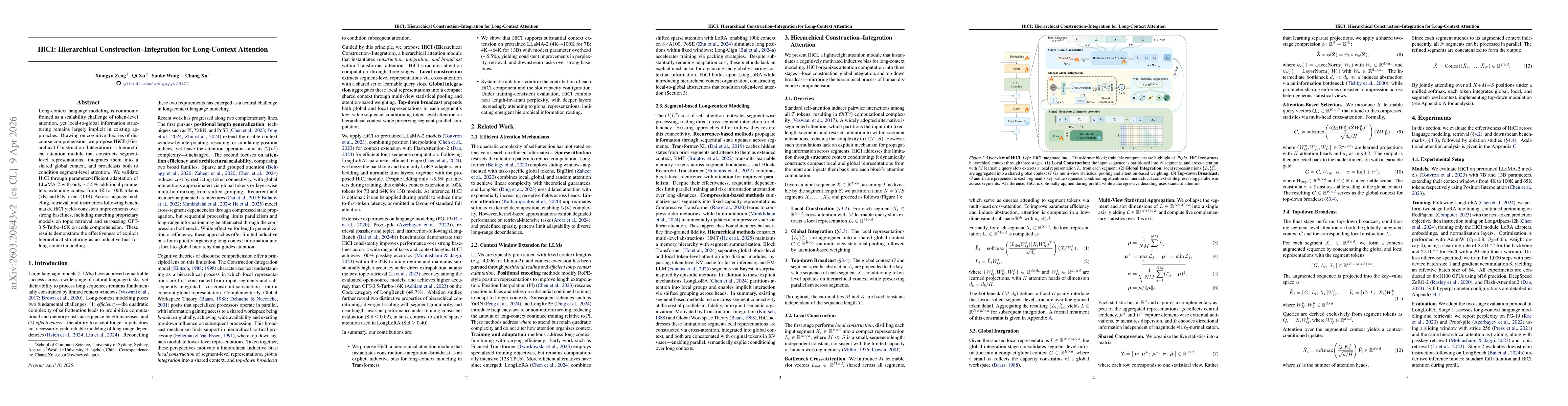 Thumbnail for HiCI: Hierarchical Construction-Integration for Long-Context Attention
