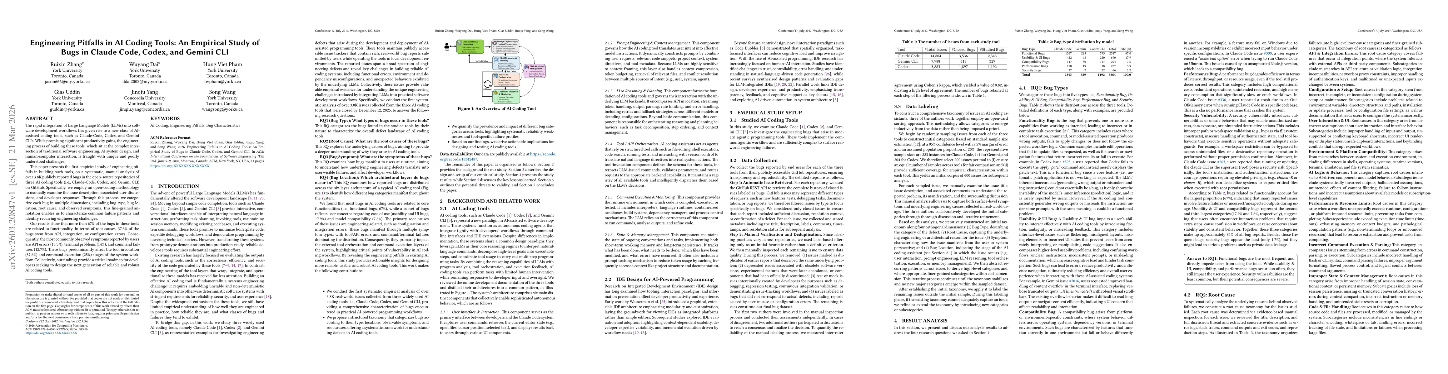 Thumbnail for Engineering Pitfalls in AI Coding Tools: An Empirical Study of Bugs in Claude Code, Codex, and Gemini CLI