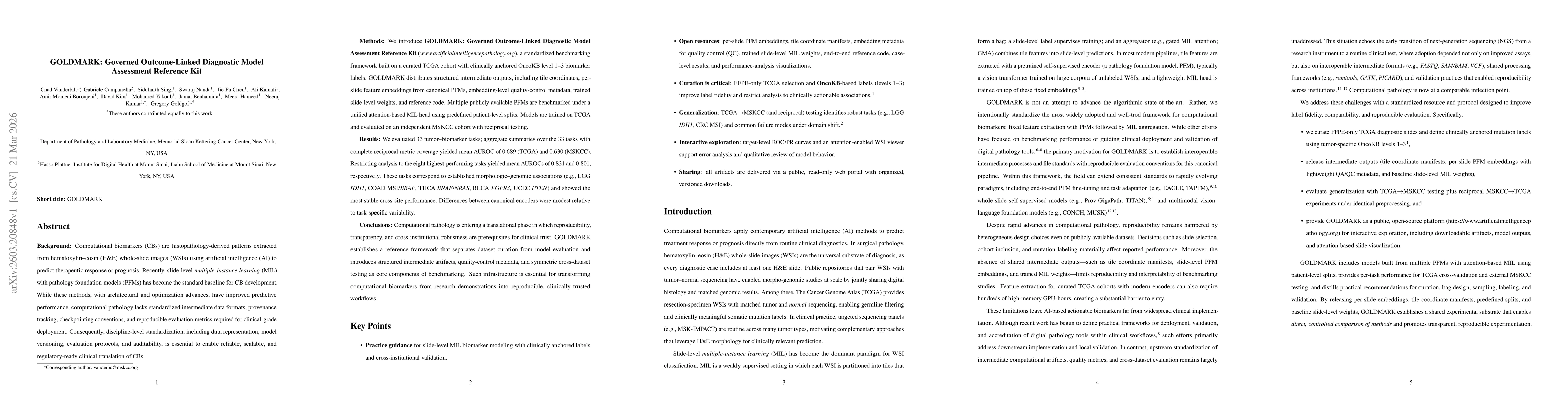 Thumbnail for GOLDMARK: Governed Outcome-Linked Diagnostic Model Assessment Reference Kit