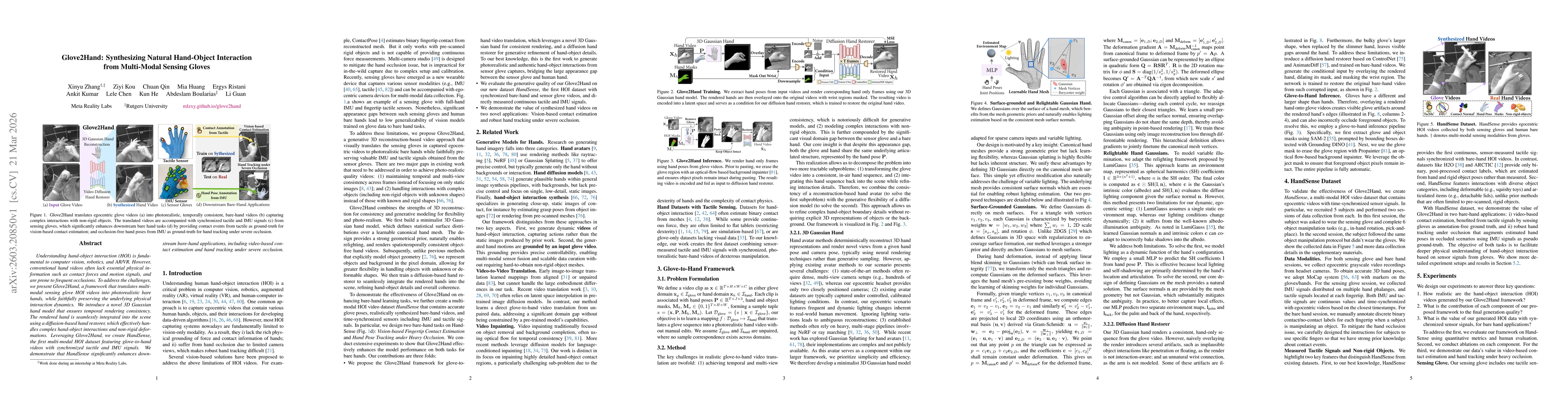 Thumbnail for Glove2Hand: Synthesizing Natural Hand-Object Interaction from Multi-Modal Sensing Gloves
