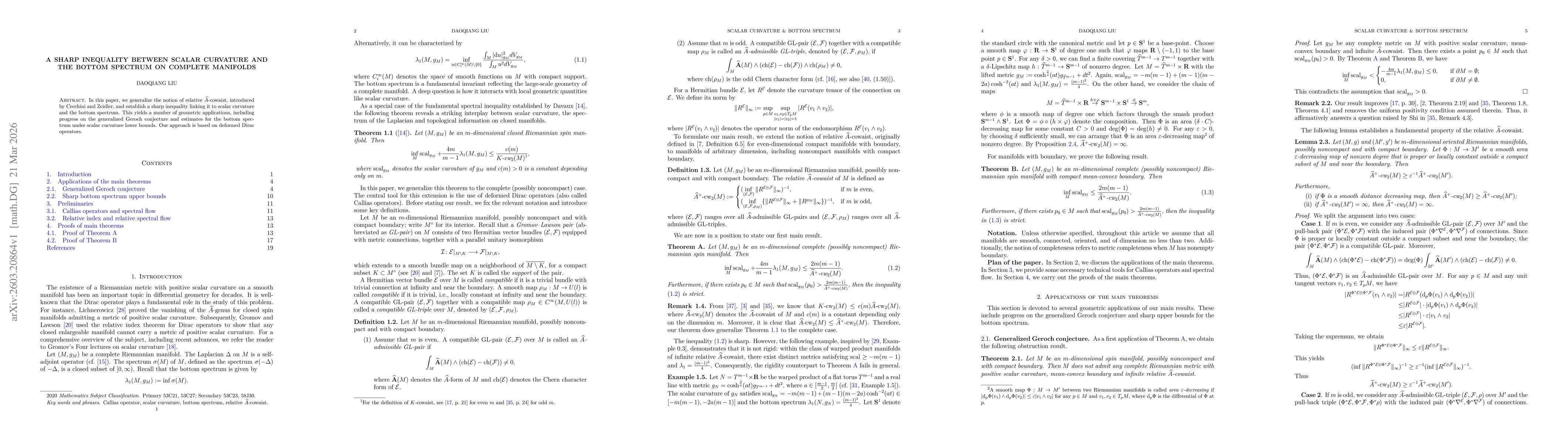 Thumbnail for A sharp inequality between scalar curvature and the bottom spectrum on complete manifolds